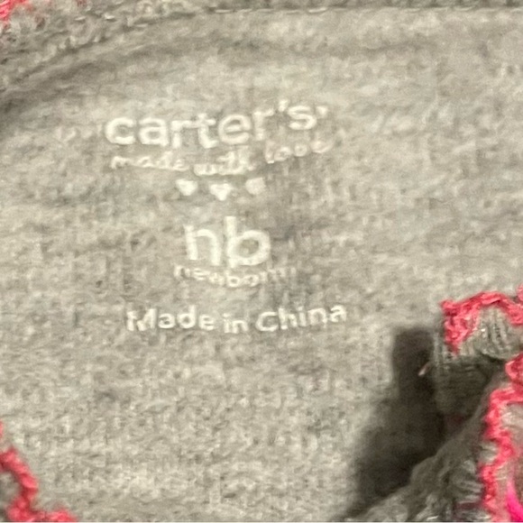 CARTERS Pink & Gray Footies Cozy One Piece Sleeper - Picture 4 of 4